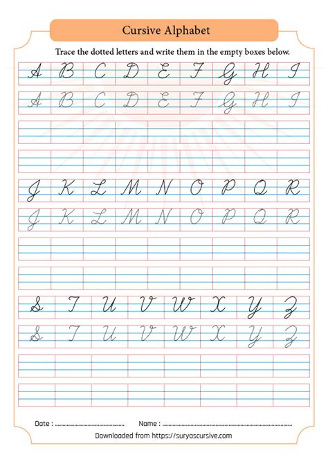 Alphabet Archives Suryascursive Com Capital Alphabets In Cursive Writing - Capital Alphabets In Cursive Writing