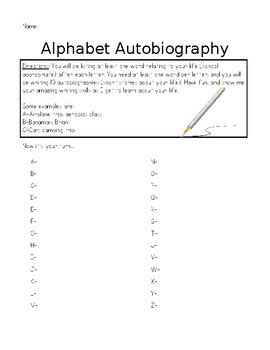 alphabet autobiography examples