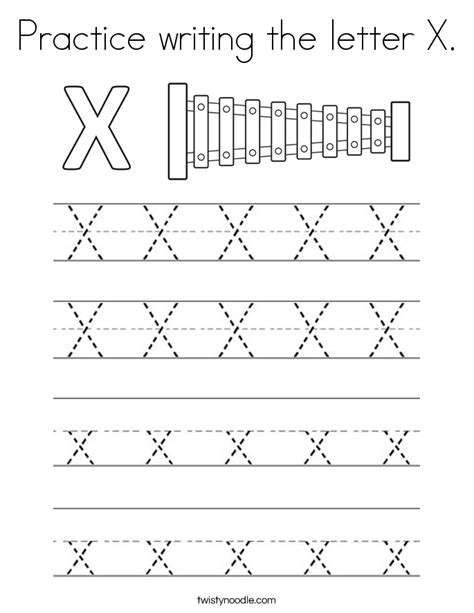 Alphabet Practice Letter X Coloring Page Twisty Noodle Letter X Coloring Page - Letter X Coloring Page