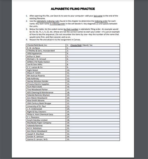 Download Alphabetical Filing Quiz 