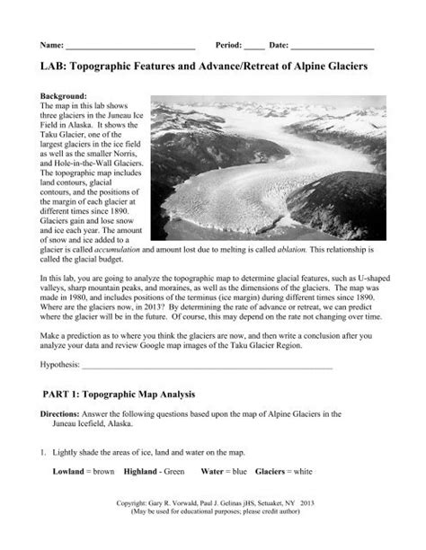 Alpine Glaciers Lab Answer