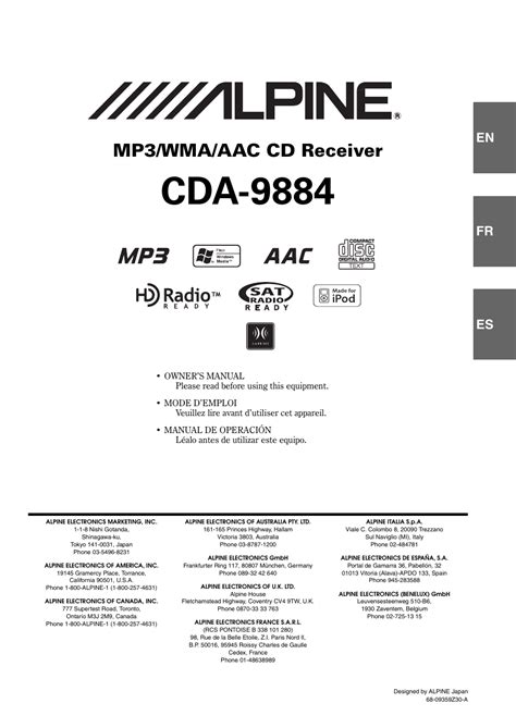 Full Download Alpine Cda 9884 User Guide 