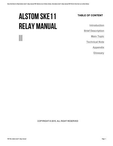 Read Online Alstom Ske11 Relay Manual 