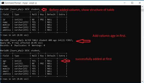 alter table change mysql
