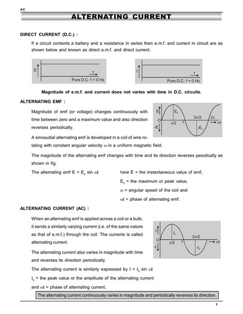 Alternating Current Class 12 Notes