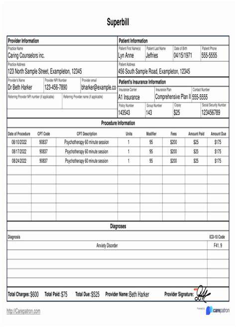 alternative medicine superbill template