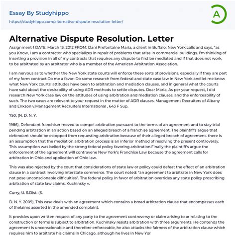 Read Online Alternative Dispute Resolution Letter 