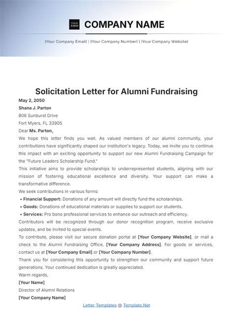 Alumni Solicitation Letters Samples