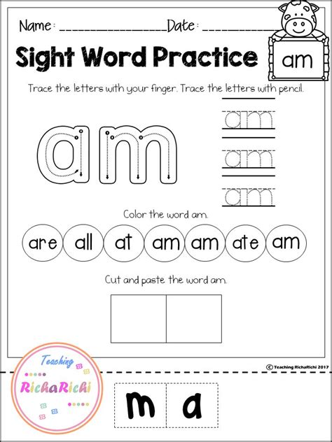 Am Sight Word Worksheets 15 Worksheets Included Am Sight Word Worksheet - Am Sight Word Worksheet