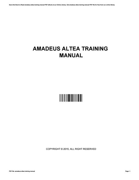 Read Amadeus Altea Check In Training Manual File Type Pdf 