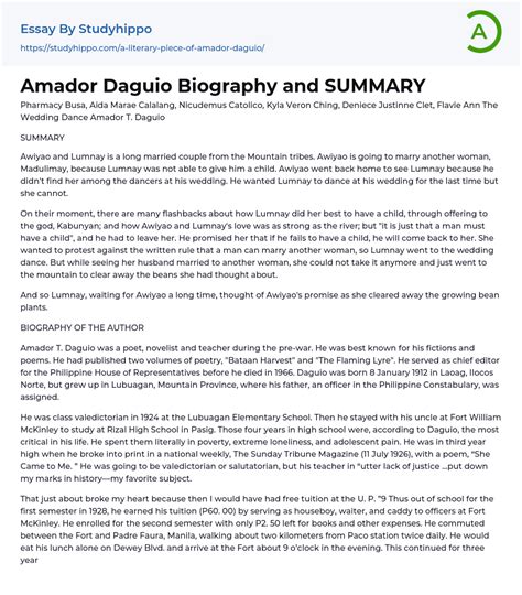 amador daguio biography summary page