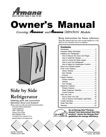 Read Amana Refrigerator User Guide 