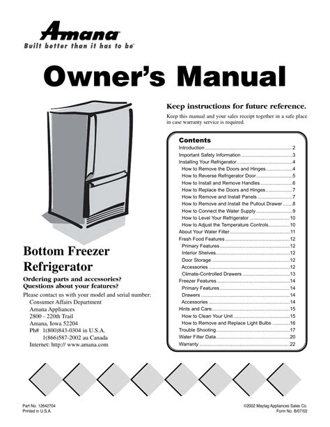 Read Amana Refrigerator User Guide 