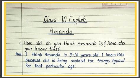 Amanda Question Answer Class 10
