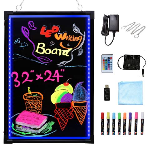 Amazon Com Led Chalkboard Black Light Writing Board - Black Light Writing Board
