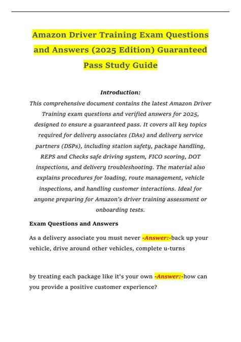 Amazon Driver Final Exam Answers