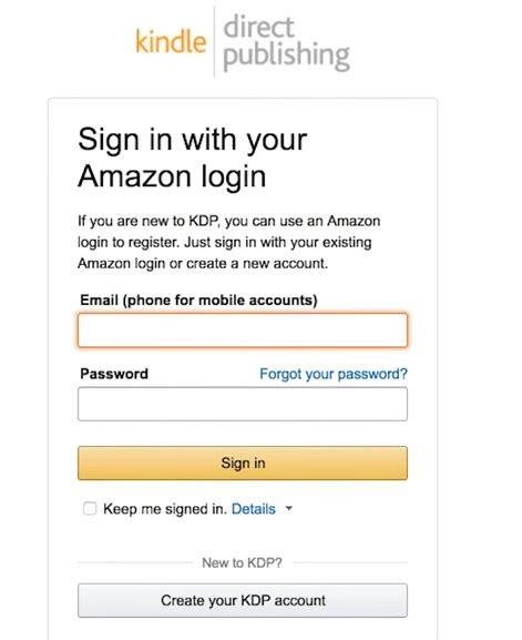 Amazon Kindle Self Publishing Login