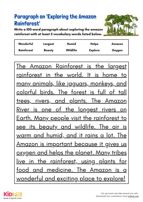 amazon rainforest paragraph grade 1