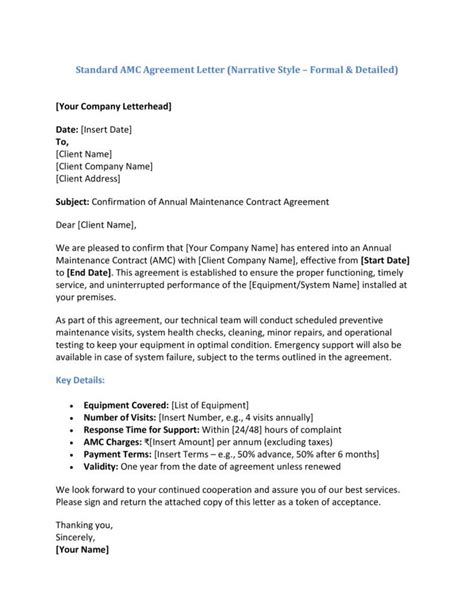 amc offer letter contract format