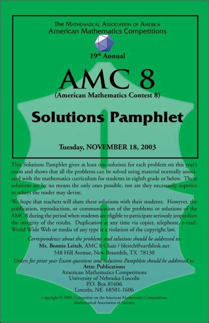 Read Online Amc 8 2003 Solutions 