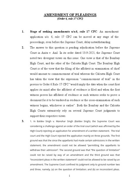 Amendment Of Pleadings