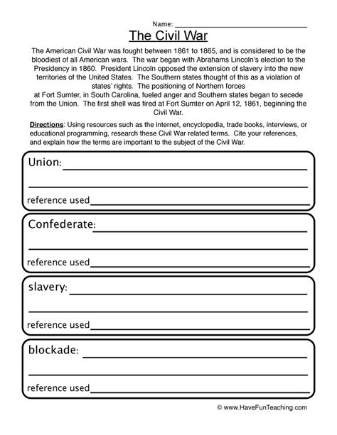 American Civil War Worksheets Easy Teacher Worksheets Civil War 4th Grade - Civil War 4th Grade