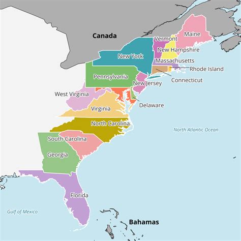 American Eastern Seaboard Map