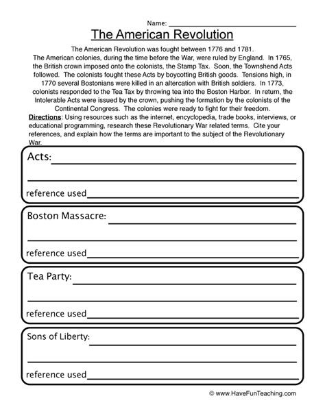 American Revolution Worksheets Facts Timeline Amp Key The American Revolution Worksheet Answer Key - The American Revolution Worksheet Answer Key