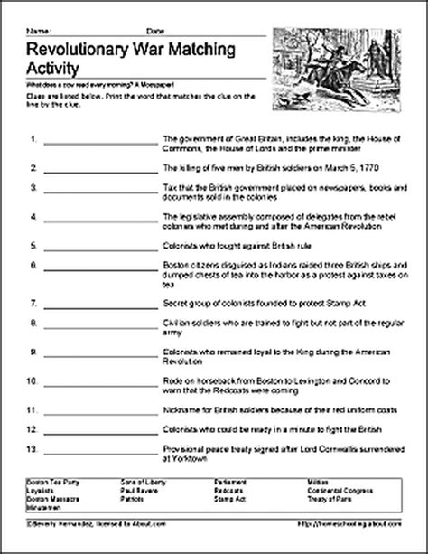 American Revolutionary War Worksheet   Free Printable American Revolution Worksheets For 7th Grade - American Revolutionary War Worksheet