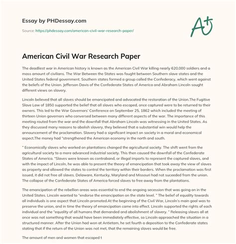 Download American Civil War Thesis Paper 