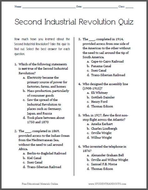 Read American Industrial Revolution Quiz Answers Key 