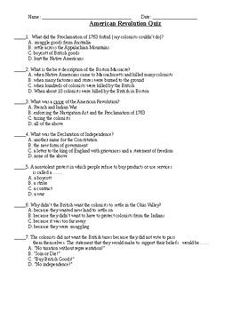 Download American Revolution Unit Test Read Each Question Carefully 