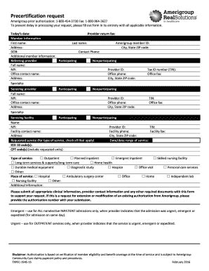 Amerigroup Prior Authorization Form