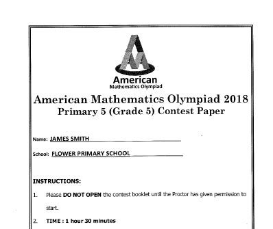 Full Download Amesa Mathematics Primary Olympiad Past Papers 