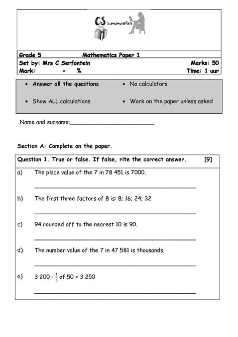 Read Amesa Maths Past Papers Grade 5 