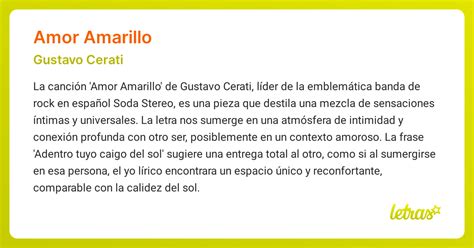 Amor Amarillo Letra
