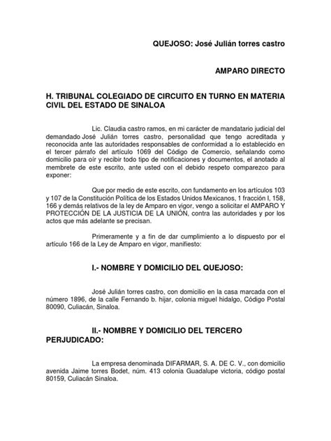 Amparo Directo Ejemplo