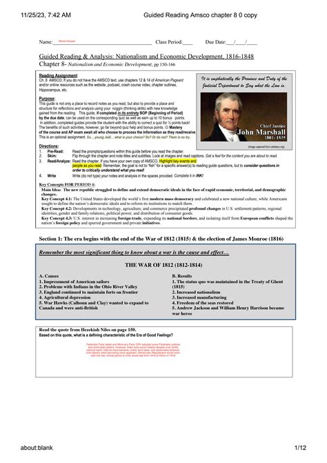 Amsco Guided Reading Analysis Chapter 5 The American