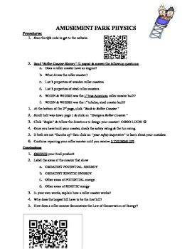 amusement park physics answer key