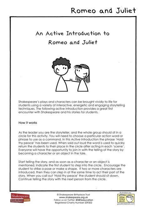 An Active Introduction To Romeo And Juliet Shakespeare Romeo And Juliet For Elementary Students - Romeo And Juliet For Elementary Students