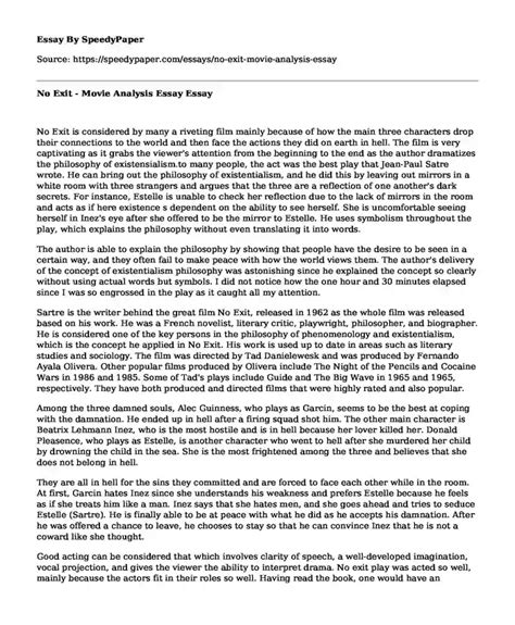 An Analysis Of No Exit Drama
