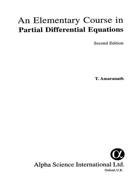 An Elementary Course In Partial Differential Equations By T Amarnath