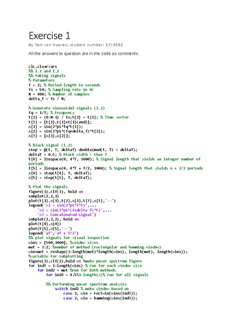 An Exercise In Signal Processing Techniques