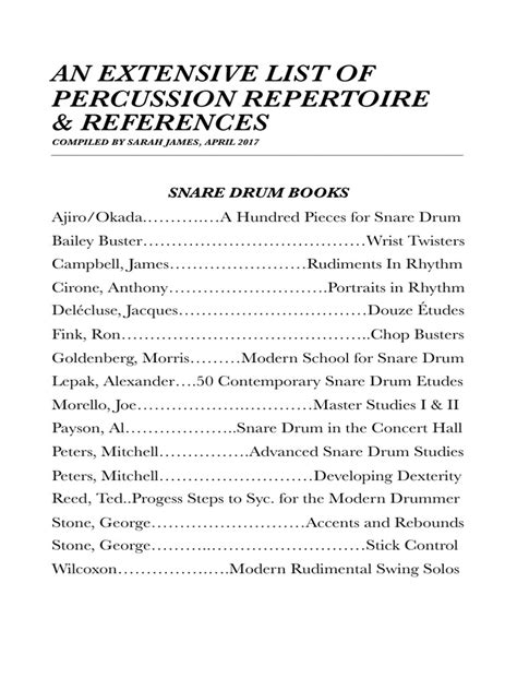 An Extensive Percussion Rep List 5