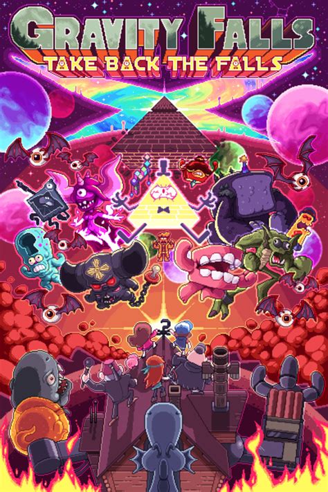 an image of some cartoon characters in front of a pyramid with fire and