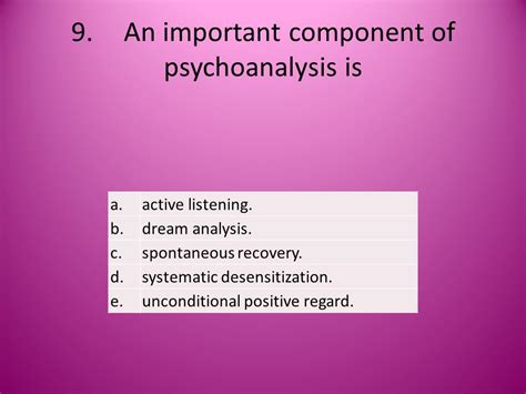 An Important Component Of Psychoanalysis Is