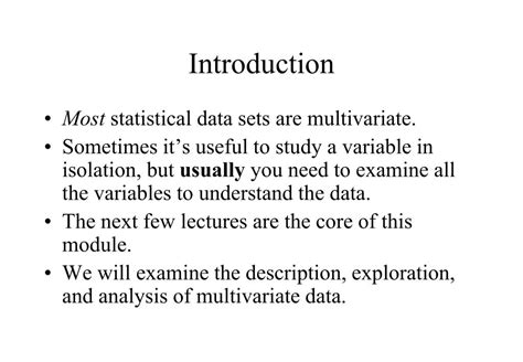 An Introduction To Multivariate Statistics