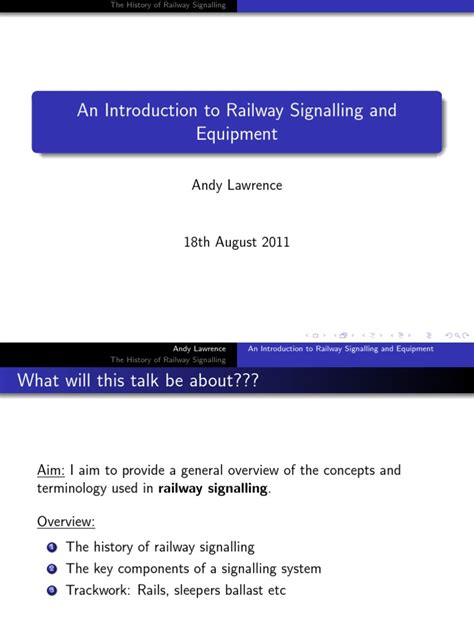 an introduction to railway signalling and equipment