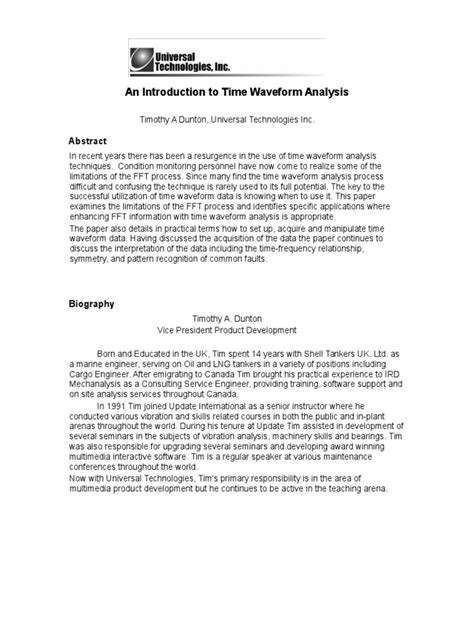 An Introduction To Time Waveform Analysis