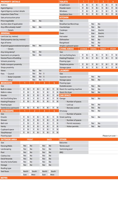 an orange and white checklist with numbers